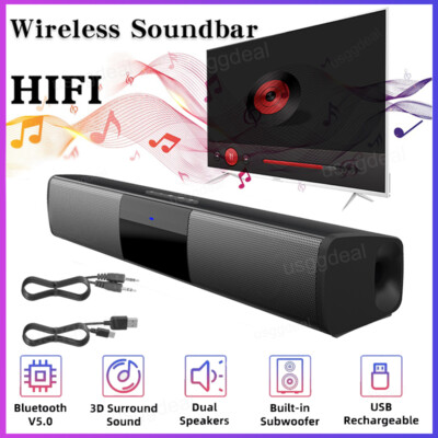 Surround Sound Bar Bluetooth 5.0 Wireless Subwoofer TV Home Theater Soundbar