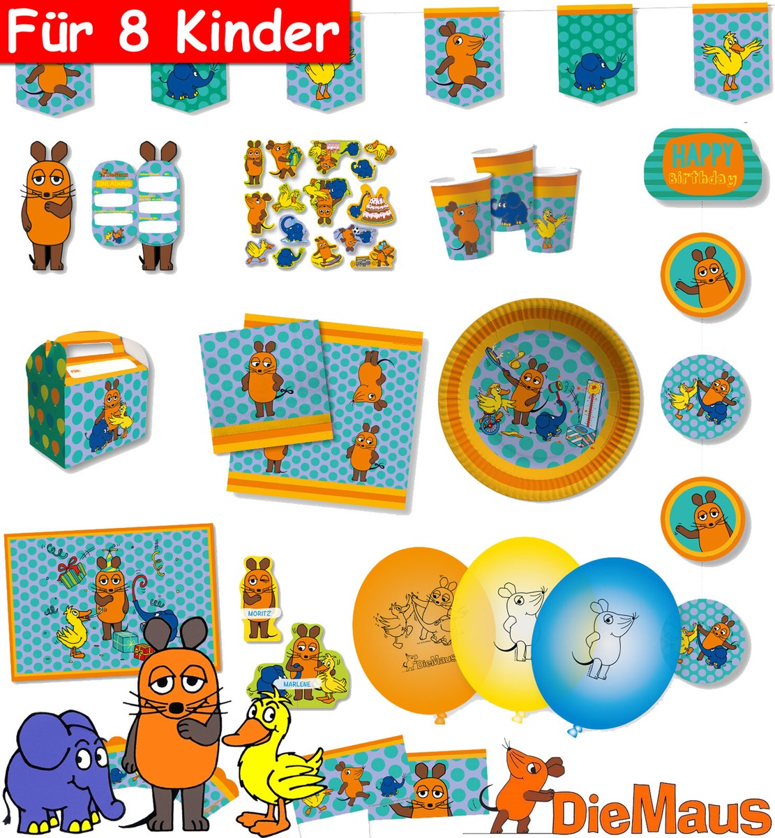 Wundertütenbox 'Die Maus' 8-teilig – Mitgebsel-Set Für Kindergeburtstag & Überraschung