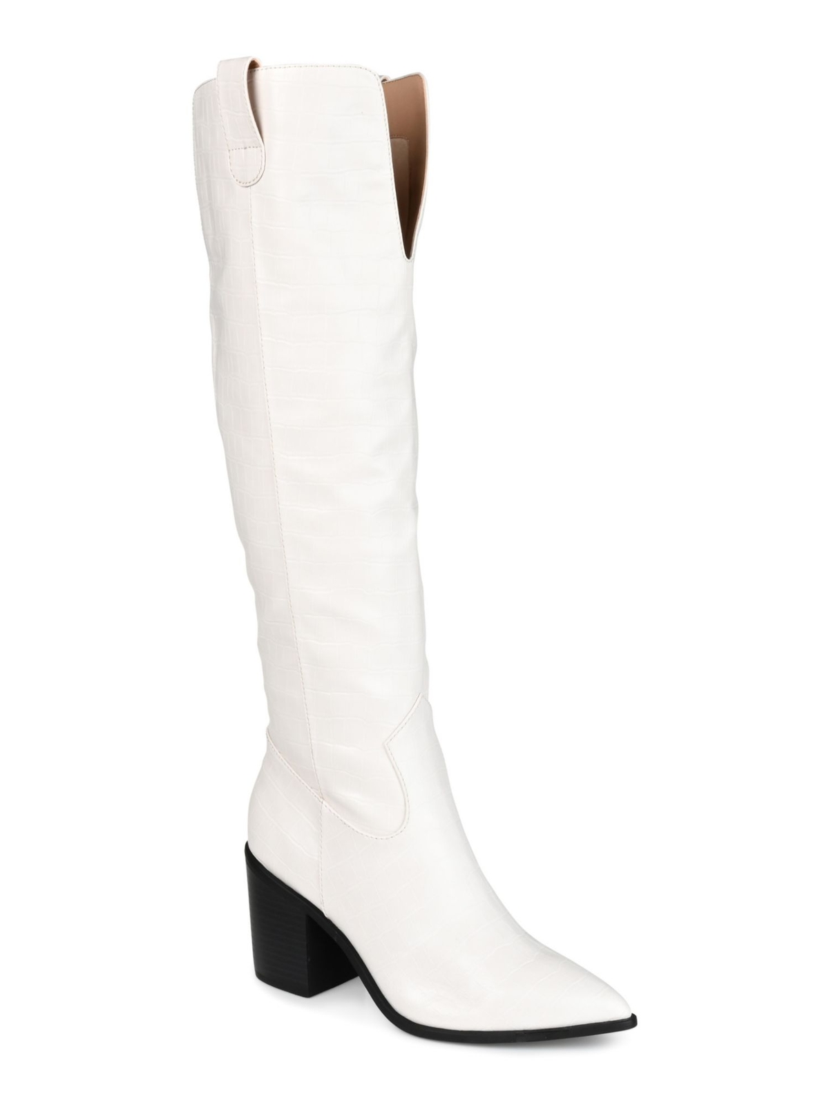 Женские бежевые сапоги Therese Western из крокодиловой кожи с широкой голенью из коллекции JOURNEE 11 WC