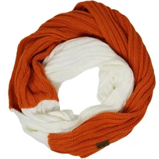 CC C.C Unisex Orange White 2-Tone Knit Fall Winter Infinity Scarf College Team