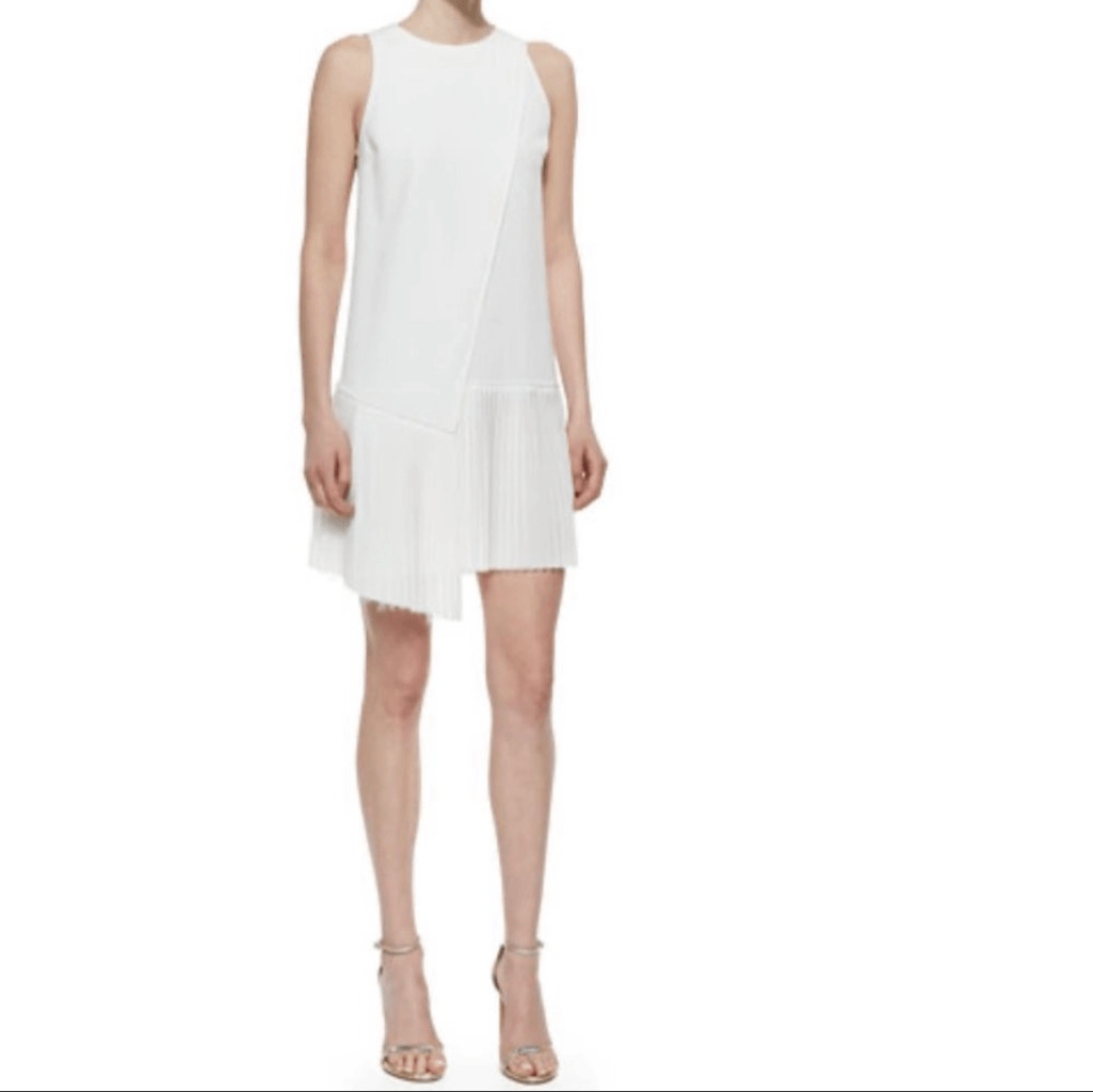 white asymmetrical pleated dress Asymmetrical pleated dress - Women