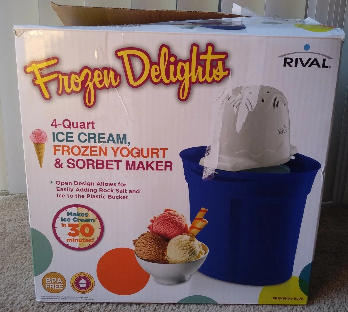 Rival Frozen Delights 4 Quart Ice Cream Frozen Yogurt and Sorbet