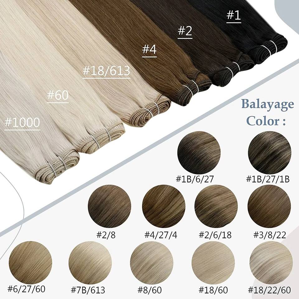 Extensiones de cabello de doble tejido coser en trama 100 % cabello humano Remy brasileño real 100 g Foto 2 de 4