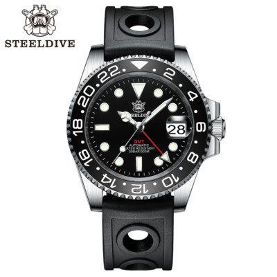 SD1993 Mens Diver Watch New 2023 GMT 41MM Luminus 300M Water Res. Rubber Band C3