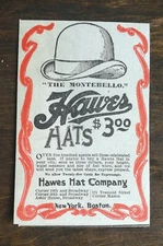 Vintage 1902 Hawes Hat Company The Montebello Original Ad 1021 A4