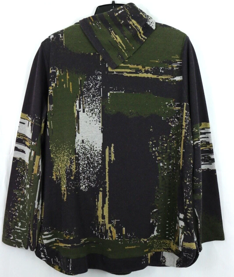 Parsley & Sage M Colorful A-Line Turtle Neck Blouse Cotton Stretch Blend Foto 3 de 4