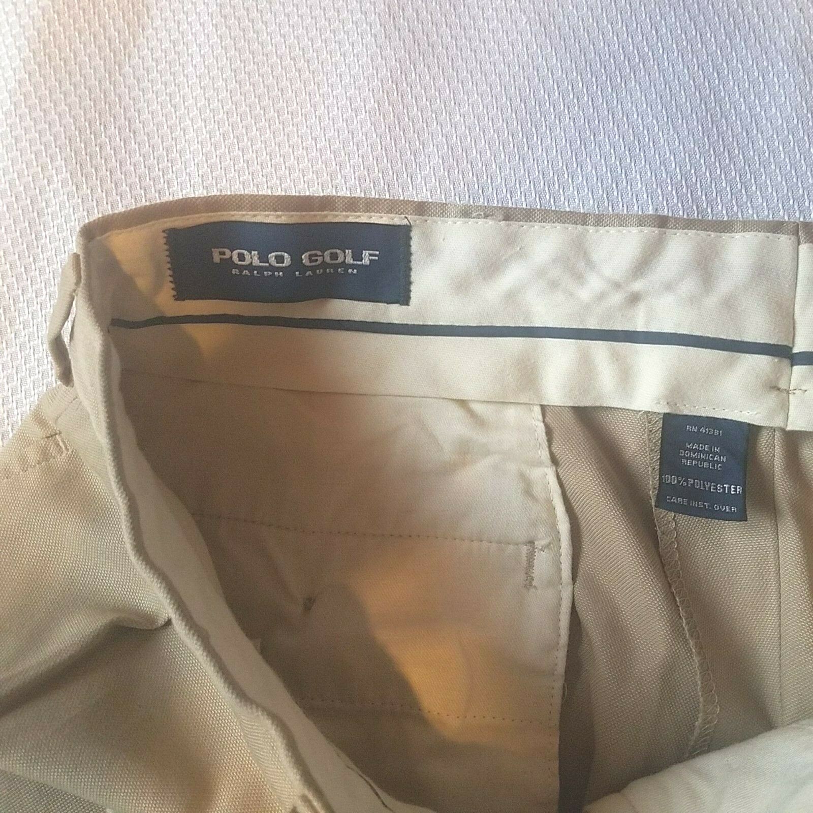 Polo Golf Ralph Lauren Pilot Pants Mens Tan Pleated Front Cuffed Tag Size 35X32 thumbnail 5