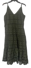 NEW Karen Kane Garden Party Tiered Midi Dress Sz L Dark Green 2L70157 Women’s