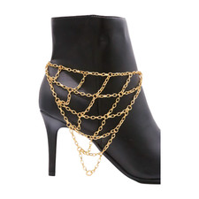 Women Gold Metal Chain Boot Bracelet Anklet Shoe Triangle CharmFancy Dressy Look