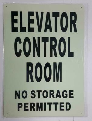 ELEVATOR CONTROL ROOM SIGN GLOW IN THE DARK (HEAVY DUTY,ALUMINUM..REF24-1027