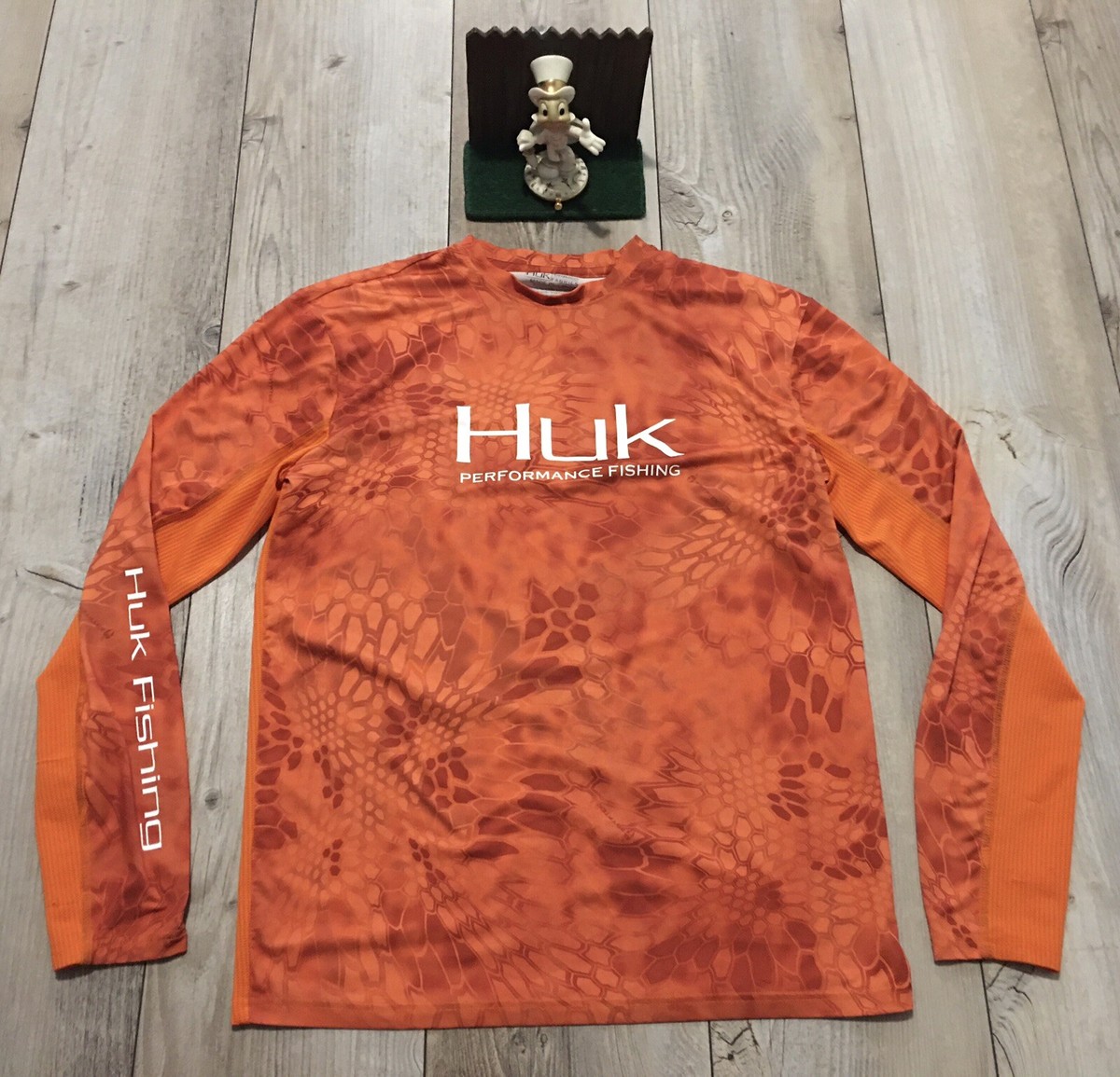 Huk Fishing Performance Long Sleeve Shirt Orange Kryptek Mens
