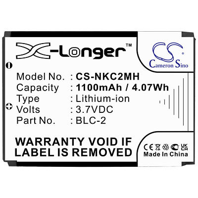 1100mAh Battery For Nokia 1220,1221,1260,1261,2260,3310,3315,3330,3585i,6810