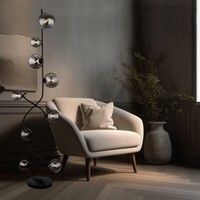 Stehleuchte Standlampe 6-Flammig Led Glas Rauchfarben H 159 Cm Wohnzimmerlampe