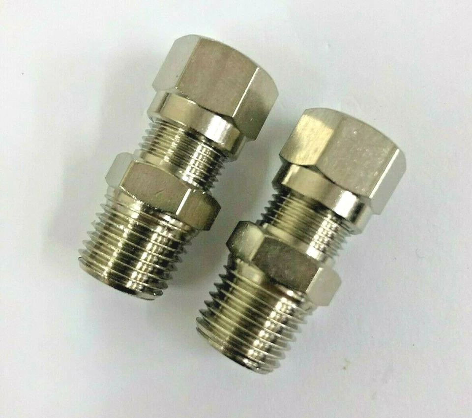 AIGNEP 1/4 BSP To 8 mm Compression fitting in Nickel plated brass Qty 2 b335