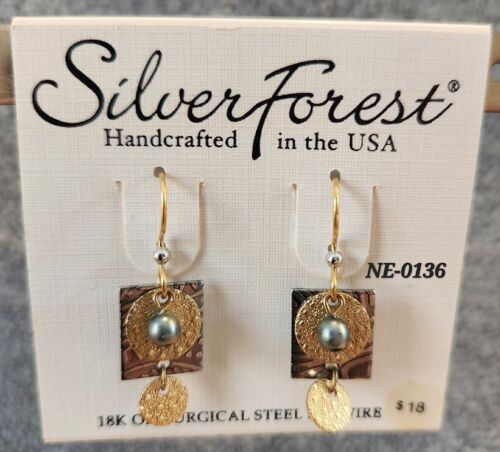 Silver Forest 18k On Surgical Steel Layered Dangle Drop Earrings USA NE0136