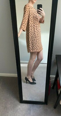 brown polka dot shift dress Billy Brown Polka Dot Cowl Mesh Mini Dress - 10 main image 0