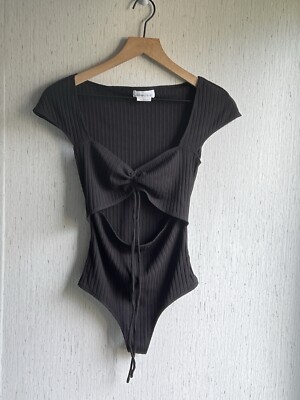 Lovers + Friends Allegra Cut Out Cap Sleeve Bodysuit Black XS