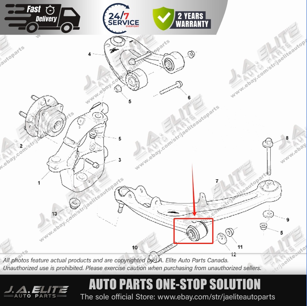 2pcs Front Lower Control Arm Bushing (Small) fit Aston Martin Rapide, DB9, DBS