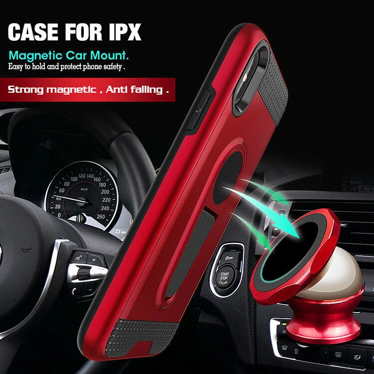 For  iPhone 7/8/X/XS Max/XR  Shockproof Armor Magnetic Case W/Holder Case  COVER - Image 3 of 4