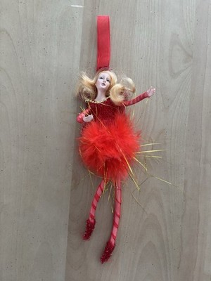 Red Angel Doll Ornament. Pre-owned. See Photos for Details. Fast Shipping