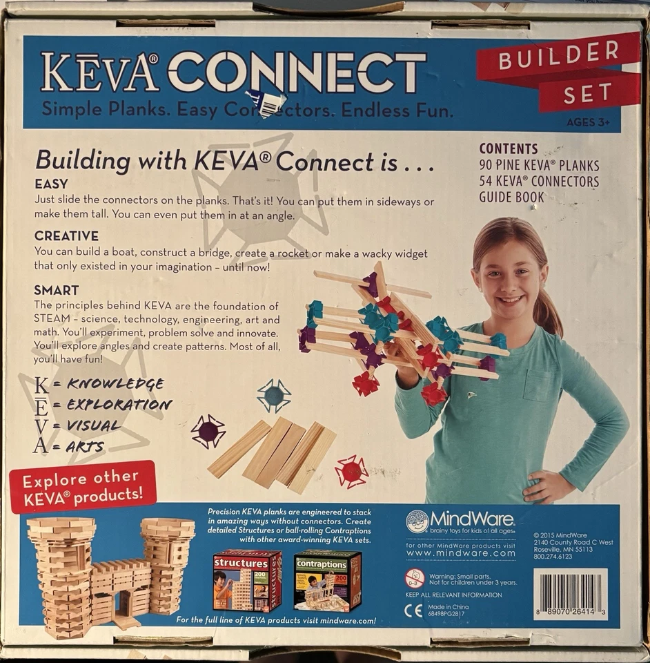 Juego de constructores KEVA CONNECT - "Juego de más de 140 piezas" - Faltan (5) piezas y guía Foto 4 de 4
