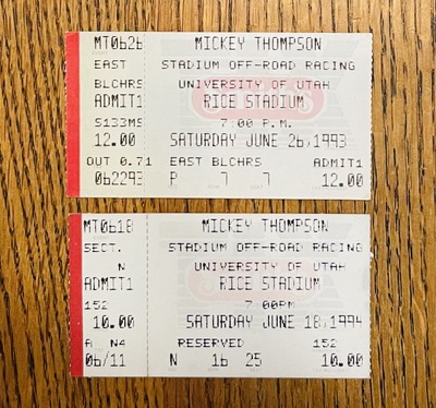 2 Vintage Mickey Thompson Stadium Off-Road Race Racing Ticket Stubs 6/18/94 1993