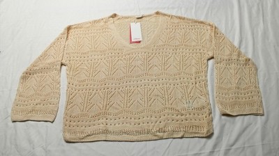 S.Oliver Women's Long Sleeve V-Neck Strand Pullover AC2 Sand Size: 8/10 NWT