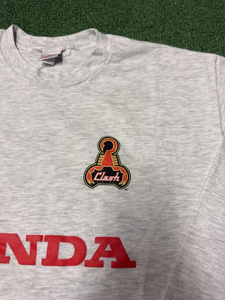 Camisa De Colección Años 90 Nike San Jose Clash Honda Manga Larga Talla XL Gris Fútbol MLS Foto 3 de 4