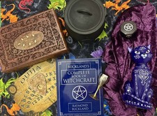 Witchcraft tools bundle Buckland bk  Cauldron Altar box Chalice