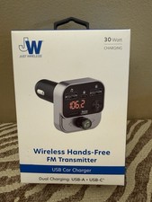 Just Wireless Bluetooth FM Transmitter USB-C/USB-A/Charging Port 0888 R5P1