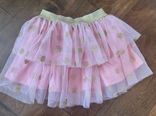 Girls Peppa Pig Skirt Layers Pink Gold Spiral Sparkles Shimmer Polka Dot SZ 4 4T
