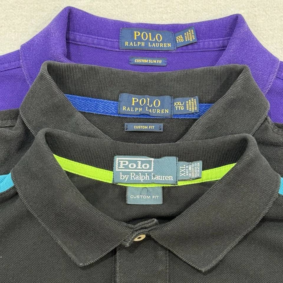 Lot of 3 Ralph Lauren Rugby Polo Shirts Men’s 2XL Custom Slim Fit Big Pony #3 - Image 3 of 4