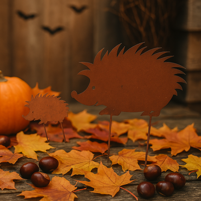 Honosen Igel Gartenstecker 4er Set - Edelrost Deko Für Herbst