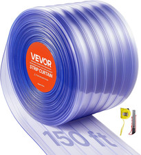 Clear PVC Strip Curtain, 150 Ft Length X 12 in Width, Ribbed Plastic Door Strip