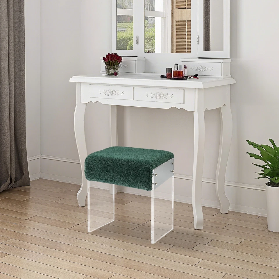 Makeup Stool Modern Minimalist Acrylic Chair Multi-functional Vanity w/ Cushion - Image 2 of 4