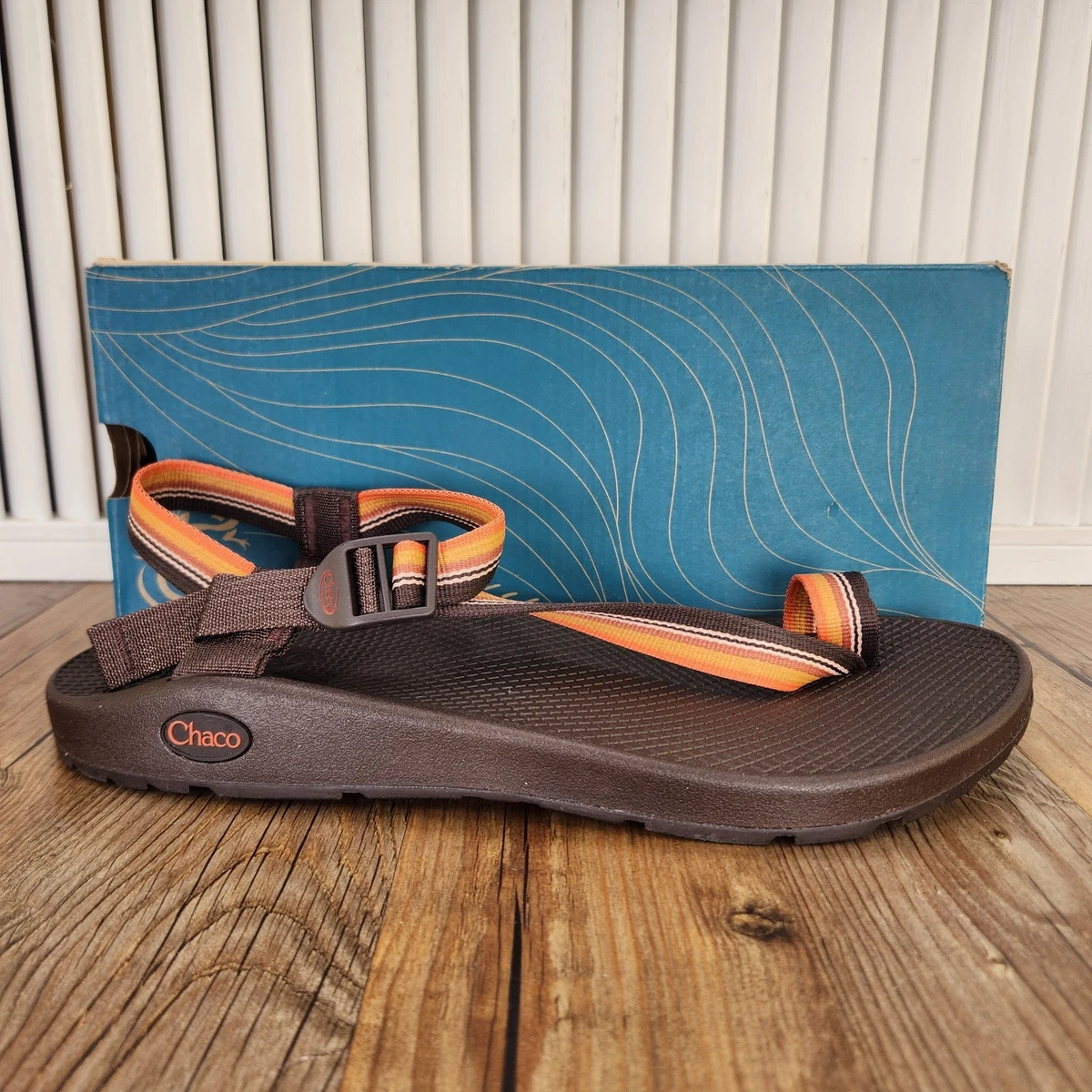 Chaco ZX/2 Men’s 9 Sport Sandals Stripe Peace Sign Blue/Yellow CHACO ZX/2 Women main image 3