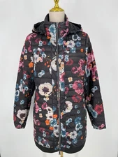 Preston & York Jacket womens M Floral Coat Packable Puffer hooded down fill long