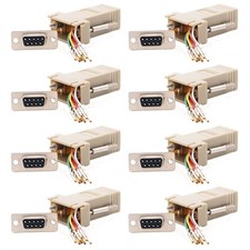 8 Pcs DB 9 RS232 Serial DB9 Female to RJ45 8P8C Network Modular Adapter Ivory