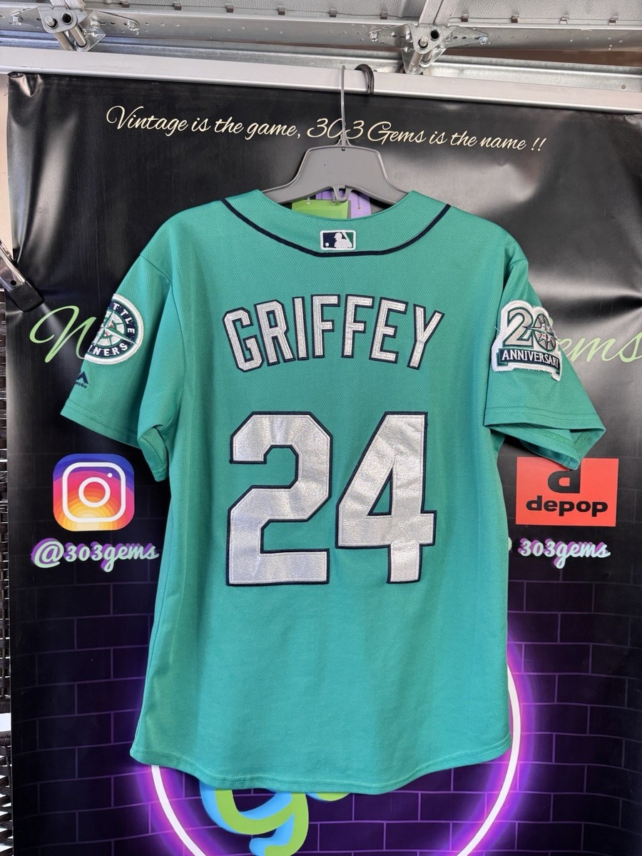 未使用品 SEATTLE MARINERS, 24 GRIFFEY ユニフォーム Ken Griffey Jr. #24 Seattle Mariners Teal MLB Jersey W/ 20th