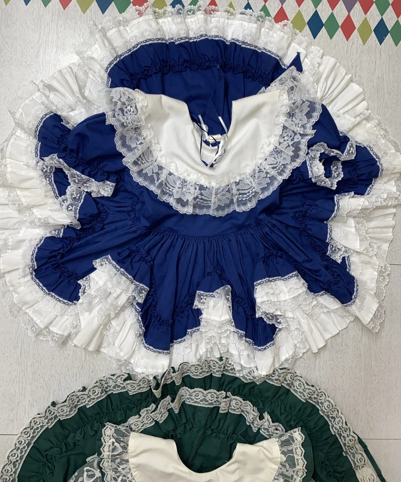 Винтажный лот 2 полный круг вечеринки платья 4T оборки кружева прерии крышка Dollys Lilo TLC - Изображение 3 из 4