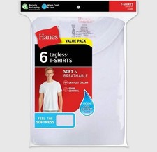 Hanes Men's Crewneck T-Shirt 6pk - White L : 100 Cotton, Lightweight Tagless