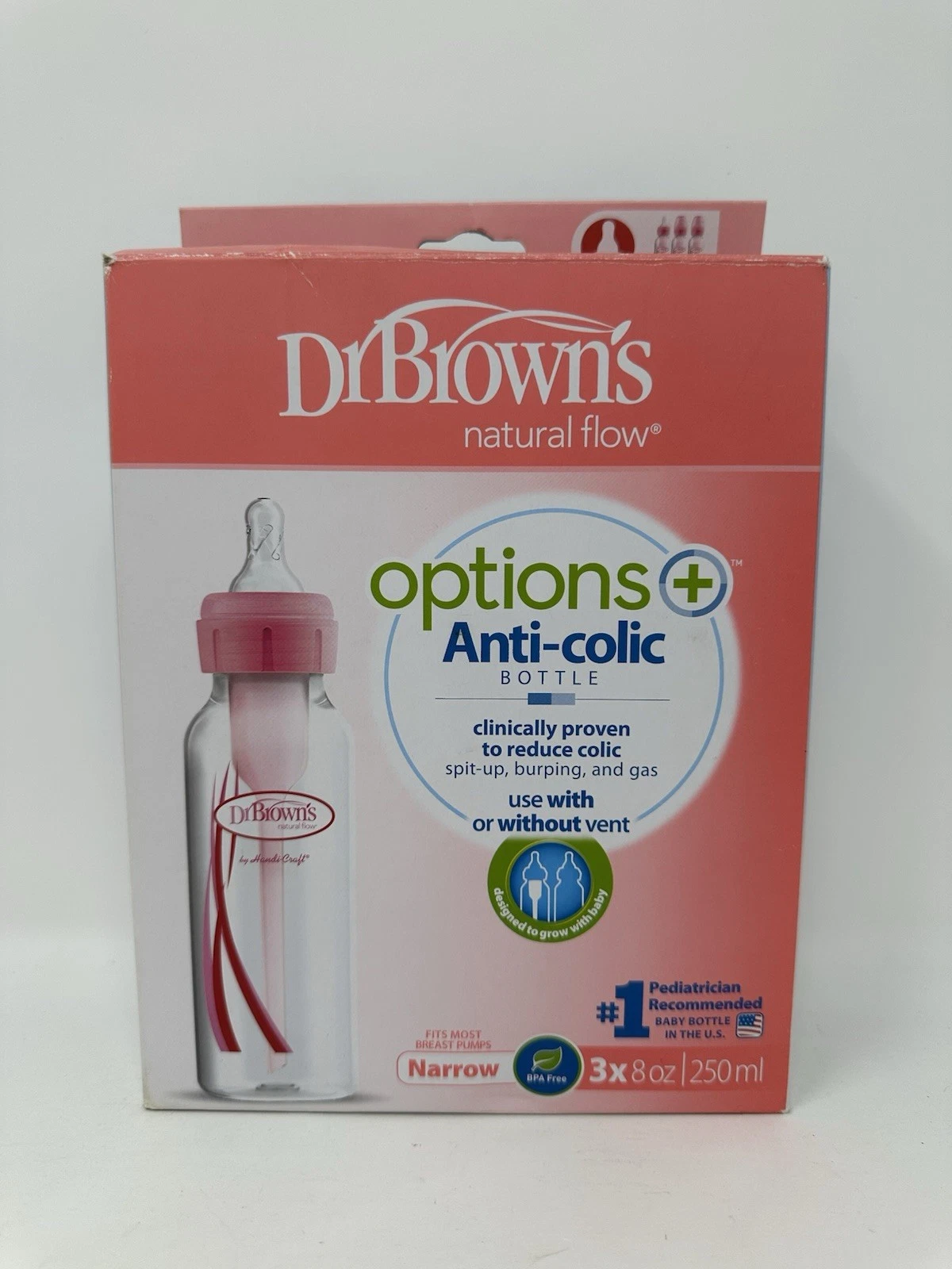 Dr. Brown's Natural Flow Options+ Anti-Colic 8oz Bottle 3 Pack Pink Narrow
Opens in a new window or