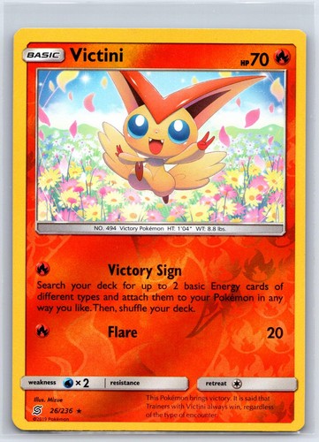 Victini 26/236 Holo Rare Unified Minds Pokemon Reverse Holo NM/M 427-32 - Picture 1 of 2