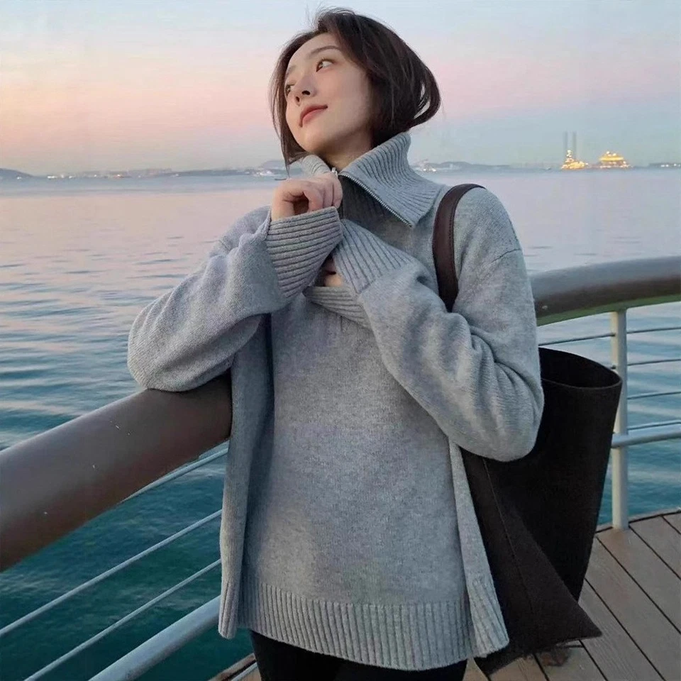 THE ROW Womens Wool Knitting Retro Thick Needle Shape Lazy Style Sweater - Image 3 of 4