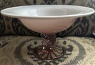 Pink Empoli Murano Style Cased Glass Compote Bowl or Centerpiece.Hand Blown