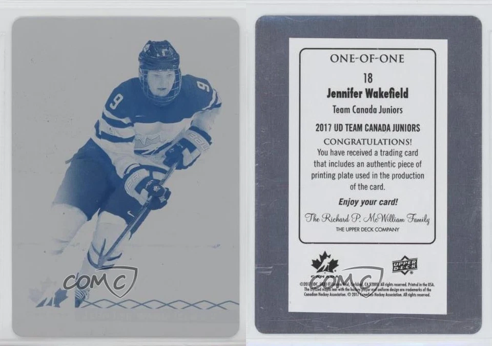 2017 Team Canada Juniors Printing Plate Cyan 1/1 Jennifer Wakefield #18 3s9 - Image 3 of 3