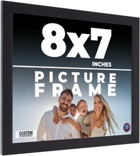 8x7 Frame Black Real Wood Picture Frame Width 0.75 inches  Interior Frame Depth