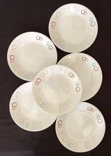 CORNING CORELLE 6~6.75 BREAD PLATES MULTICOLOR "CIRCLES" RIM ON WHITE BODY