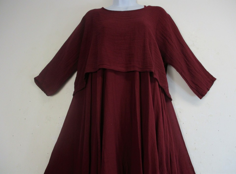 Robe D'été En Coton Doublé Lagenlook - Taille 16 à 20 - 17 Coloris Disponibles - Idéale Pour La Plage