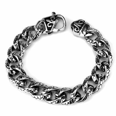 Men'S Biker Style Chain Stainless Steel Bracelet 7.5'' Tk1977